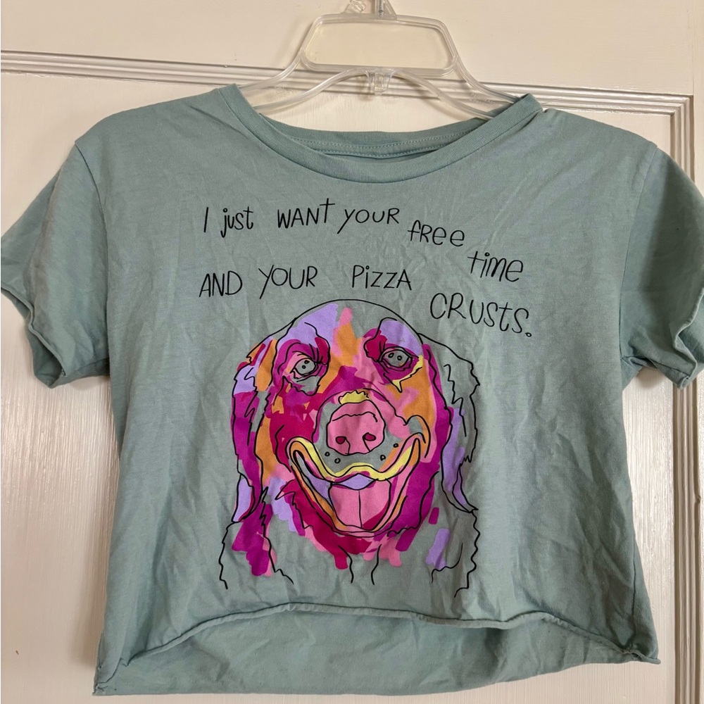 Meow Wolf Graphic Tee - Light Teal with Colorful Dog Print